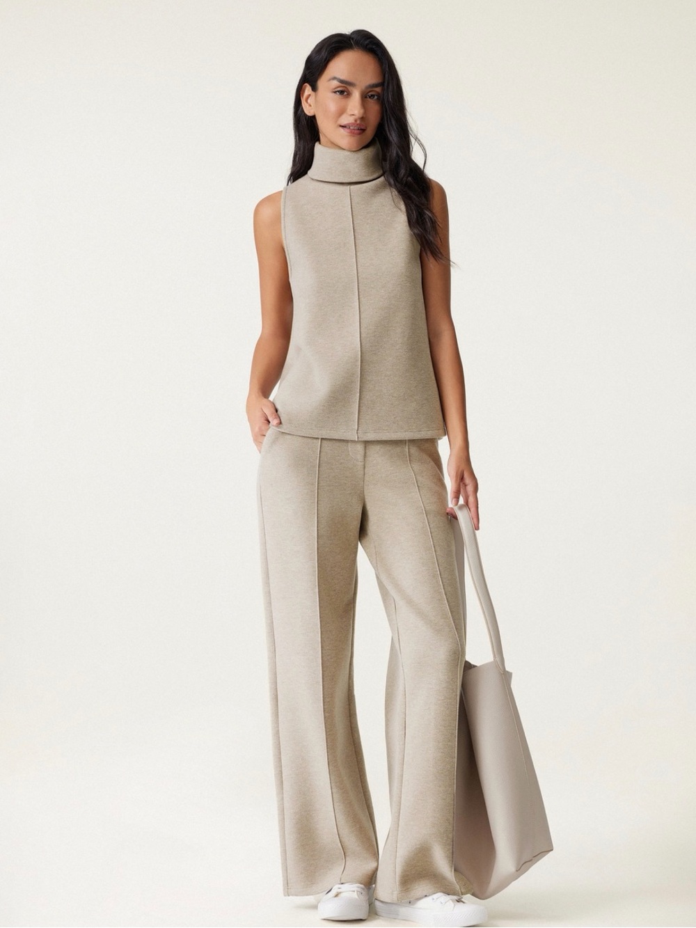 OGL Matching Set Sleeveless Turtleneck Trousers Size Small Heather Morganite